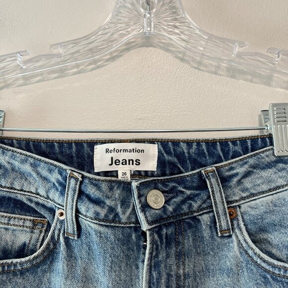 Reformation NWT Liza Ultra High Rise Straight Jeans in Malta Blue Size 26 - Picture 4 of 9